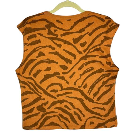 Chaser Anthropologie Orange Animal Print Cotton Cropped Sleeveless Top XS Light - Picture 2 of 9